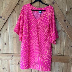 Manuhealii Pink with Gold Outline Geometric Mini Dress